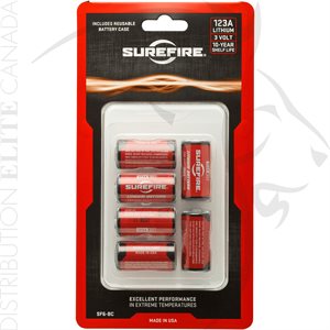SUREFIRE (6) SF123A BATTERIES W / HOLDER IN CLAMSHELL PACKAGE